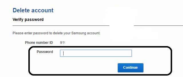 how to delete samsung account without password