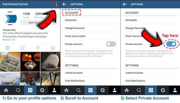 how to make instagram account private
